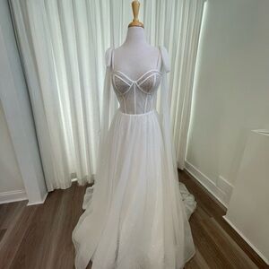 Elegant White Gown with Sheer Bodice Jasmine T242069 - Winter
